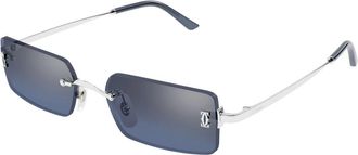 Cartier Rechthoekige Zonnebril van Metaal - unisex - Accessoires - Grijs - Maat: 54 MM Satijn