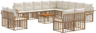 vidaXL Conjunto De Sof&aacute;s De Exterior 14 Uds. 13 Plaza Natural Y Crema Vidaxl