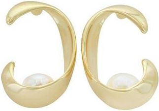 Panacea Freshwater Pearl Frontal Hoop Earrings in White at Nordstrom Rack