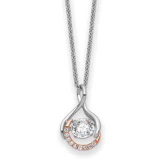 Diamond2Deal Sterling Silver Rose-tone CZ Warm Embrace Necklace 18