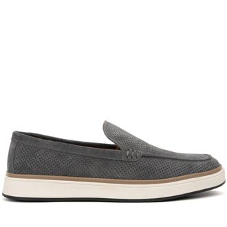 Sergio Moretti Perforated Suede Loafers - male - Sergio Moretti - Loafers - Gray - 11 UK - Shoes