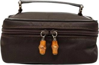 Gucci Pre-owned Vanity Bag - Dames - Vintage Accessoires - Bruin - ONE Size - Nylon - Vintage