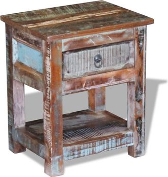 vidaXL Mesa Auxiliar Con 1 Caj&oacute;n Madera Maciza Reciclada 43x33x51 Cm Vidaxl