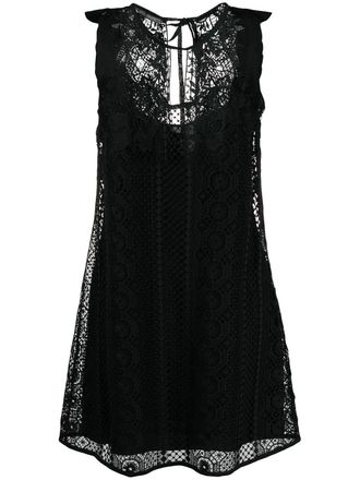 Alberta Ferretti embroidered sleeveless dress - women - Polyester/Acetate/Silicone/Elastane - 46 - Black