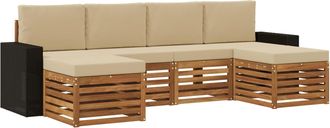 vidaXL Conjunto De Sof&aacute;s De Exterior 6 Uds. Natural Y Beige Vidaxl