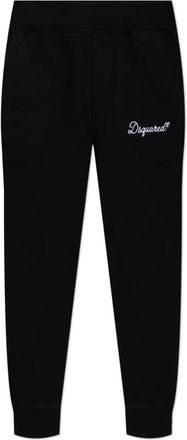 Dsquared2 Trainingsbroeken met geborduurd logo - Dames - Sweatpants - Zwart - XL - Katoen - Broeken