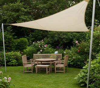 PRIMROSE 5m Triangle Pro Waterproof Garden Sail Shade Canopy 98% UV Block in Ivory