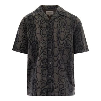 Carhartt Work in Progress S/S Snake Camo Shirt - Heren - Korte mouwen Overhemden - Bruin - S - Katoen - Overhemden