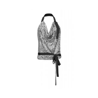 Pinko Top Tusca 1 Sequin Tie Back - Dames - Tops zonder mouwen - Grijs - M - Polyester - Tops