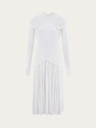 Ferragamo Women Jersey dress with ruched detail White