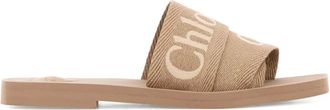 Chloé Woody logo-jacquard sandals - women - Acetate/Polyester/Polyester/Linen/Flax/Linen/Flax - 37 - Brown