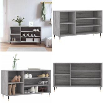vidaXL Scarpiera Grigio Sonoma 102x36x60 cm in Legno Multistrato - Scarpiera grigio sonoma - Scarpiera con scomparti