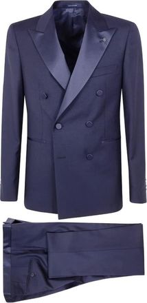 Tagliatore Kostuums, Heren, Blauw, M, Leer, Single Breasted Suits