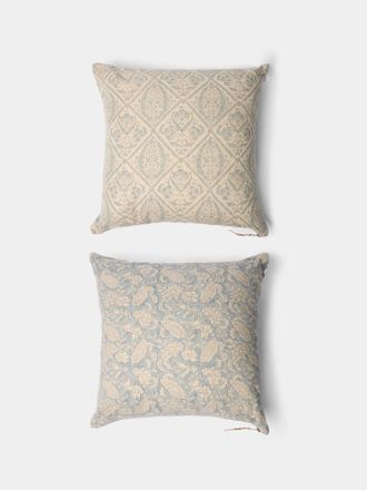 Chamois Block-Printed Linen Cushions - 19.5in/50cm (Set of 2)