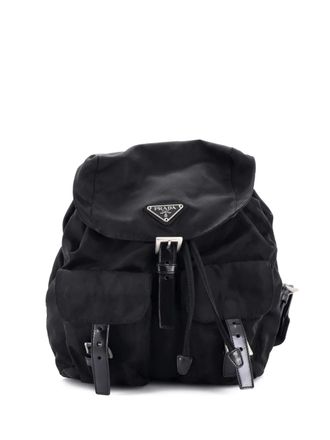 Prada Double Front Pocket Tessuto Small backpack - Nero