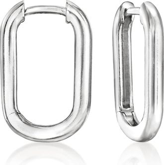 Ross-Simons Italian Sterling Silver Medium Paper Clip Link Hoop Earrings