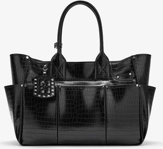 Ganni Black Posy Bag in Croco