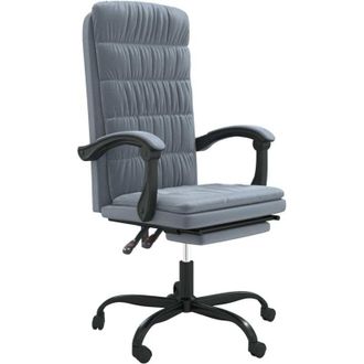 vidaXL Silla De Oficina Reclinable De Terciopelo Gris Oscuro Vidaxl