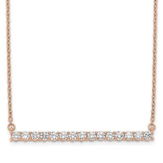 Diamond2Deal 14K Gold 3/4 Ct Lab Grown Diamond Bar Necklace Clarity VS, Color G-H