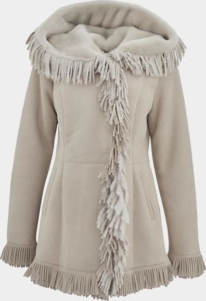 Gorski Merino Shearling Lamb Parka With Fringes, Suede Finish