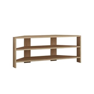 Menzzo Mueble de tv de esquina con 3 estantes l114 cm - roble