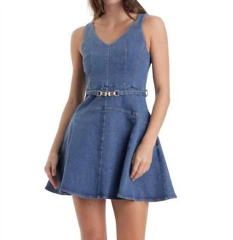 Karina Grimaldi Lola Stretch Denim Mini Dress In Blue