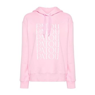 Patou Hoodies, female, Pink, Size: XS Pink Sweater with Hood and Logo Print