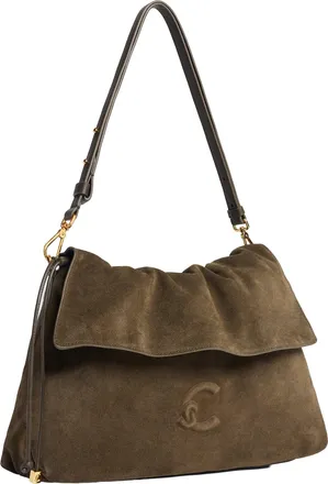 Coccinelle Womens Shoulder Bag Lidia Suede Taupe Taupe-Taupe Bovine Split Leather Taupe/taupe