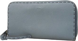 Fendi Blue Leather Long Wallet (Bi-Fold) (Pre-Owned)