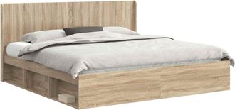 vidaXL Estructura De Cama Con Almacenamiento Y Cabecero Roble Sonoma Vidaxl
