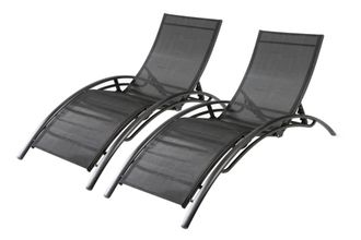 Concept Usine Juego de 2 tumbonas apilables y regulables negro / negro