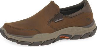 Skechers Mens Respected Calum Sneaker, Dark Brown Leather W Synthetic, 8.5 UK