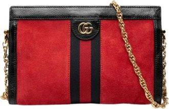 Gucci Pre-owned Cross Body Bags, female, Red, Size: ONE SIZE Pre-owned Vintage Suede Crossbody Bag