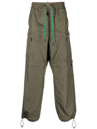 Moncler contrast-trim straight-leg trousers - Green