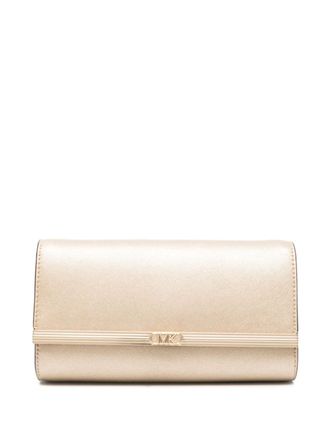 Michael Kors Mona logo-plaque clutch bag - women - Calf Leather - One Size - Gold