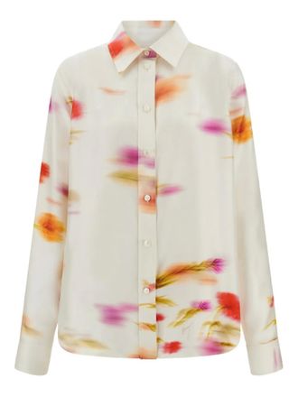 Ferragamo Blossom-print long-sleeve shirt - White