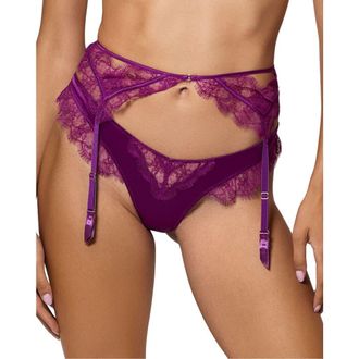 Kiki De Montparnasse Lace Inset Thong in Framboise at Nordstrom, Size X-Large