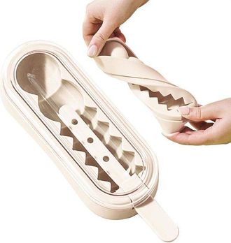 OEM Moldes Para Paletas Heladas - Moldes Para Palitos De Hielo - Para Preparar Bocadillos De Verano - Tapa Herm&eacute;tica - 21 X 8 X 4 Cm - Color Crema