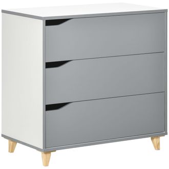 HOMCOM Chest of Drawers - 3 Drawer Unit Storage Organiser for Bedroom - Grey | TJ Hughes