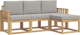 vidaXL Conjunto De Sof&aacute;s De Exterior 4 Uds. Blanco Y Gris Claro Vidaxl