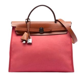 Herm&egrave;s Pre-owned Handbags, female, Pink, Size: ONE SIZE Pre-owned Canvas Shoulder Bag