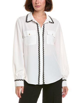 Karl Lagerfeld Karl Lagerfeld Tweed-Trim Button-Down Shirt