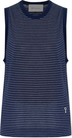 Ami Geribbelde Top - Dames - Tops zonder mouwen - Blauw - S - Katoen - Tops