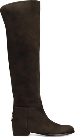 Dolce & Gabbana Su&egrave;de Dijhoge Laarzen - Dames - Over de knie laarzen - Bruin - 39 EU - Su&egrave;de - Schoenen