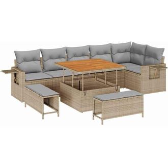 vidaXL Garden Sofa Set 11 pcs Beige and Light Grey Poly Rattan vidaXL