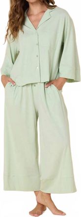 The Cats Pajamas Mariposa Set In Celadon Pima