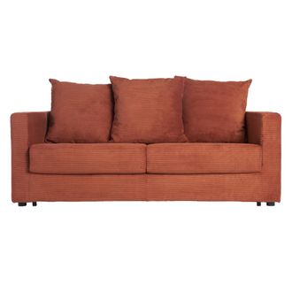 Miliboo Sof&aacute; Cama 3 Plazas De Pana Terracota Con Colch&oacute;n De 13 Cm Bacio