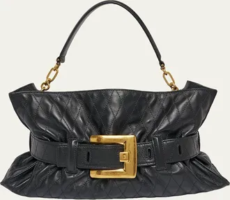 Balmain Anthem Medium Quilted Top-Handle Bag