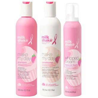 milk_shake Womens Go Pink Trio - Limited Edition Shampoo 300ml, Conditioner & Conditioning Whipped Cream 200ml - One Size
