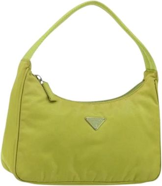 Prada Pre-owned Shoulder Bags, female, Green, Size: ONE SIZE Pre-owned Nylon Shoulder Bag